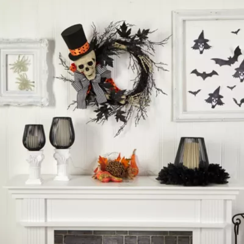 Nearly Natural "26"" Halloween Dapper Skeleton" Wreath