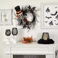 Nearly Natural "26"" Halloween Dapper Skeleton" Wreath
