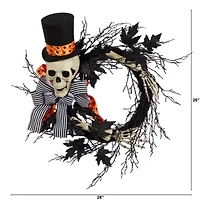 Nearly Natural "26"" Halloween Dapper Skeleton" Wreath