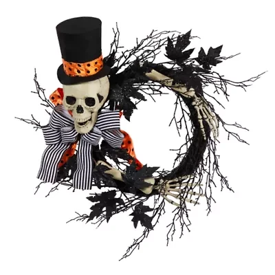 Nearly Natural "26"" Halloween Dapper Skeleton" Wreath