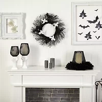 Nearly Natural 22" Halloween Ghost Bats Twig Wreath