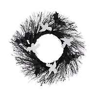 Nearly Natural 22" Halloween Ghost Bats Twig Wreath