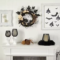 Nearly Natural 24" Halloween Skull And Bones Wreath