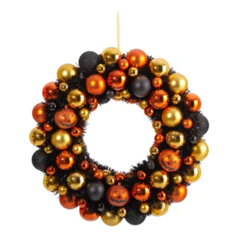 Nearly Natural 30" Halloween Pumpkin Ornament Wreath