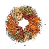 Nearly Natural 26" Fall Sorghum Harvest Autumn Wreath