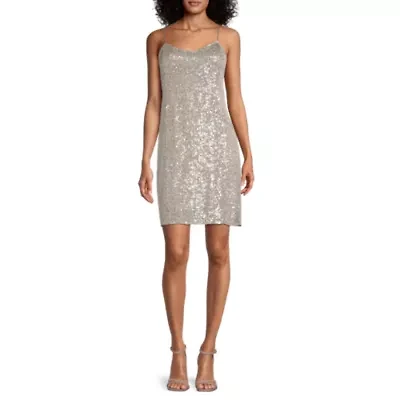 Worthington Womens Sleeveless Sequin Slip Dress