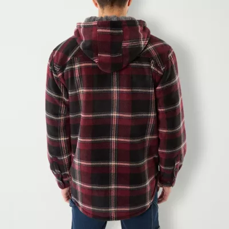 Smiths Workwear Sherpa Lined Mens Fleece Hooded Midweight Shirt Jacket