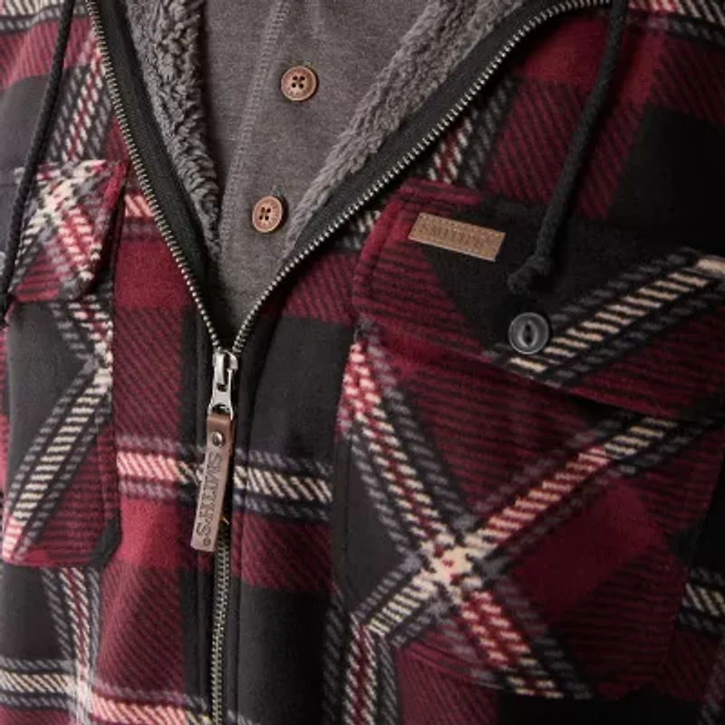 Smiths Workwear Sherpa Lined Mens Fleece Hooded Midweight Shirt Jacket