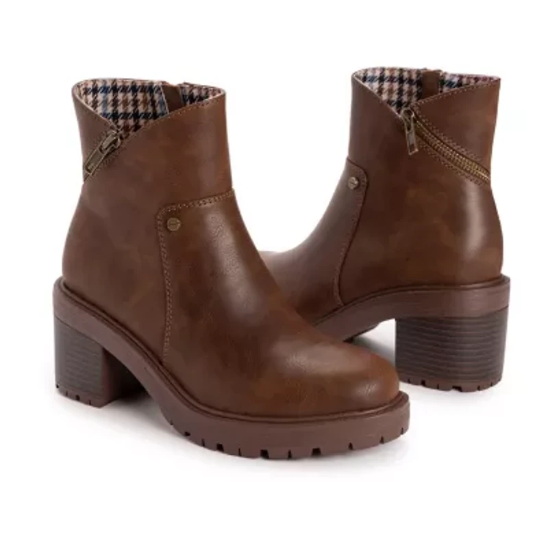 Muk Luks Womens Lucy Lucia Stacked Heel Booties