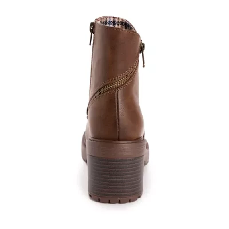 Muk Luks Womens Lucy Lucia Stacked Heel Booties