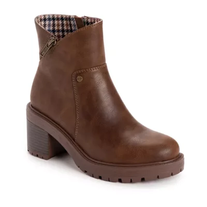 Muk Luks Womens Lucy Lucia Stacked Heel Booties