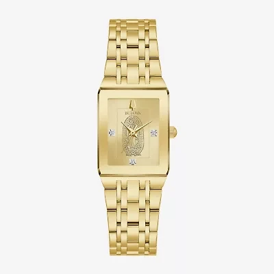 Bulova Our Lady Of Guadalupe / Nuestra Señora De Guadalupe Womens Diamond Accent Gold Tone Stainless Steel Bracelet Watch 97p140lg