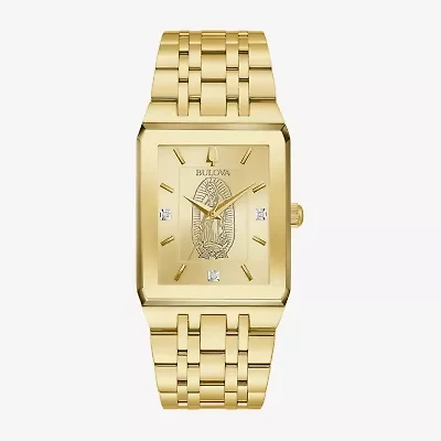 Bulova Our Lady Of Guadalupe / Nuestra Señora De Guadalupe Mens Diamond Accent Gold Tone Stainless Steel Bracelet Watch 97d120lg