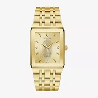 Bulova Our Lady Of Guadalupe / Nuestra Señora De Guadalupe Mens Diamond Accent Gold Tone Stainless Steel Bracelet Watch 97d120lg