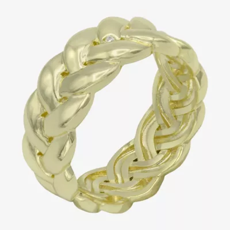 Sparkle Allure Braided Womens 7.5MM 14K Gold Over Brass Band