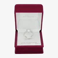 Sparkle Allure Triple Split Shank Womens Crystal Pure Silver Over Brass Round Crossover Engagement Ring