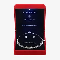 Sparkle Allure Light Up Box Womens Cubic Zirconia Pure Silver Over Brass 2-pc. Jewelry Set