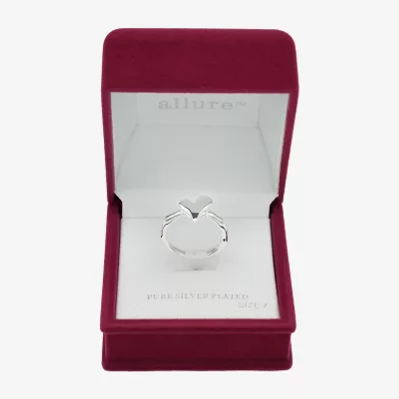 Sparkle Allure Polished Womens 2.5MM Pure Silver Over Brass Heart Delicate Band