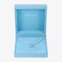 Sparkle Allure Initial Womens Cubic Zirconia Pure Silver Over Brass 16 Inch Tennis Necklace