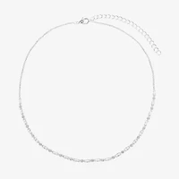 Sparkle Allure Dot Dash Womens Cubic Zirconia Pure Silver Over Brass 16 Inch Tennis Necklace