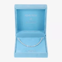 Sparkle Allure Dot Dash Womens Cubic Zirconia Pure Silver Over Brass 16 Inch Tennis Necklace