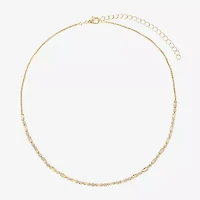 Sparkle Allure Dot Dash Womens Cubic Zirconia 14K Gold Over Brass 16 Inch Tennis Necklace