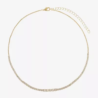 Sparkle Allure Graduated Womens Cubic Zirconia 14K Gold Over Brass 16 Inch Tennis Necklace