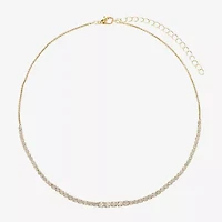 Sparkle Allure Graduated Womens Cubic Zirconia 14K Gold Over Brass 16 Inch Tennis Necklace