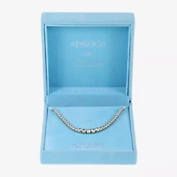 Sparkle Allure Graduated Womens Cubic Zirconia 14K Gold Over Brass 16 Inch Tennis Necklace