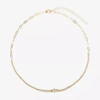 Sparkle Allure Graduated Womens Cubic Zirconia 14K Gold Over Brass 16 Inch Tennis Necklace