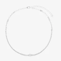 Sparkle Allure Graduated Womens Cubic Zirconia Pure Silver Over Brass 16 Inch Tennis Necklace