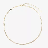 Sparkle Allure Womens Cubic Zirconia 14K Gold Over Brass 16 Inch Tennis Necklace