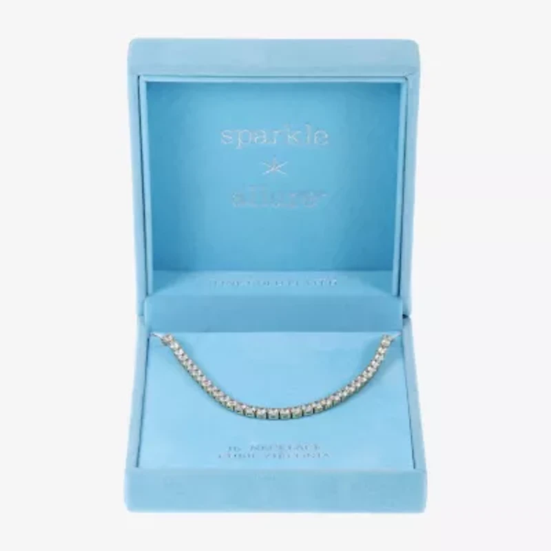 Sparkle Allure Womens Cubic Zirconia 14K Gold Over Brass 16 Inch Tennis Necklace