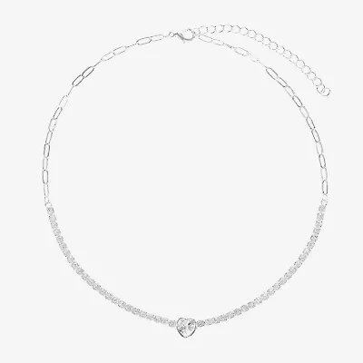 Sparkle Allure Womens Cubic Zirconia Pure Silver Over Brass 16 Inch Tennis Necklace