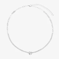 Sparkle Allure Womens Cubic Zirconia Pure Silver Over Brass 16 Inch Tennis Necklace
