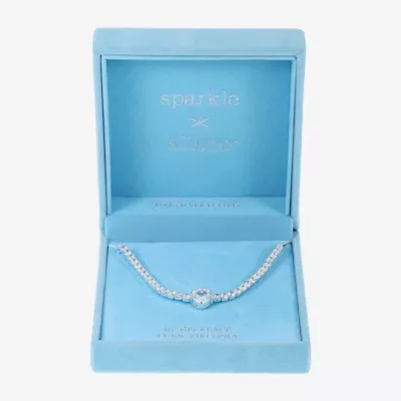 Sparkle Allure Womens Cubic Zirconia Pure Silver Over Brass 16 Inch Tennis Necklace