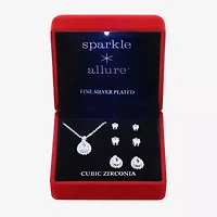 Sparkle Allure Light Up Box Womens Cubic Zirconia Pure Silver Over Brass -pc. Jewelry Set