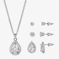 Sparkle Allure Light Up Box Womens Cubic Zirconia Pure Silver Over Brass -pc. Jewelry Set