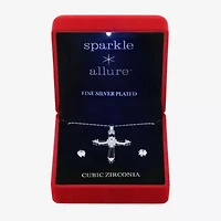 Sparkle Allure Light Up Box Womens Cubic Zirconia Pure Silver Over Brass Cross 2-pc. Jewelry Set