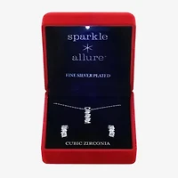 Sparkle Allure Light Up Box Womens Cubic Zirconia Pure Silver Over Brass 2-pc. Jewelry Set