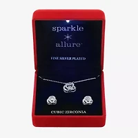 Sparkle Allure Light Up Box Womens Cubic Zirconia Pure Silver Over Brass Knot 2-pc. Jewelry Set