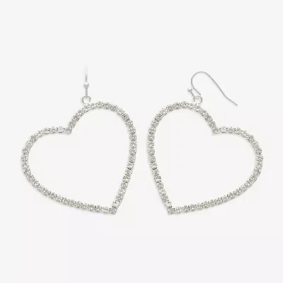 Mixit Womens Glass Heart Hypoallergenic Drop Earrings