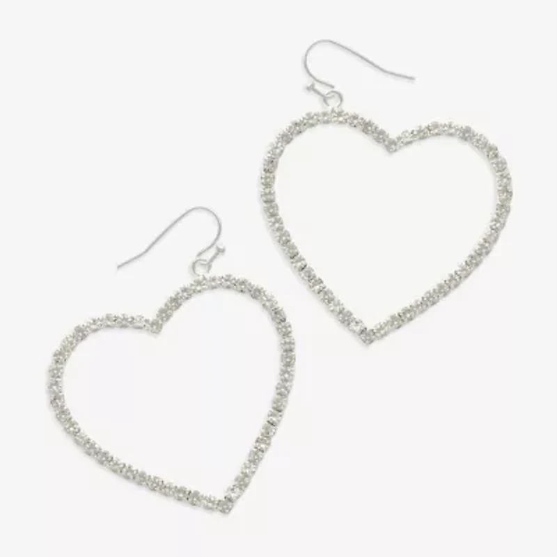 Mixit Womens Glass Heart Hypoallergenic Drop Earrings