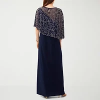 MSK Womens Embellished Short Sleeve Evening Gown