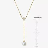 Womens White 10K Gold 17 Inch Y Necklace