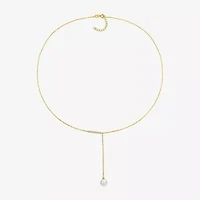 Womens White 10K Gold 17 Inch Y Necklace