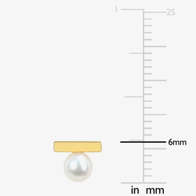 White Cultured Freshwater Pearl 10K Gold 6mm Stud Earrings