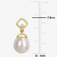 Diamond Accent White Cultured Freshwater Pearl 14K Gold 17.8mm Stud Earrings