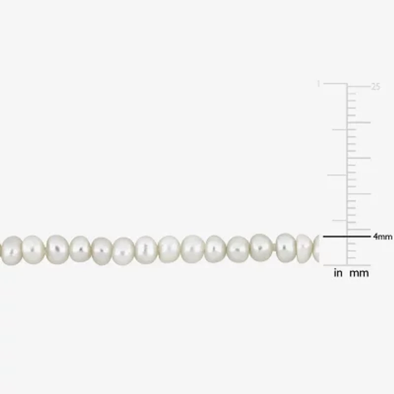 Womens White Cultured Freshwater Pearl 14K Gold Strand Bracelet