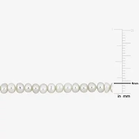 Womens White Cultured Freshwater Pearl 14K Gold Strand Bracelet